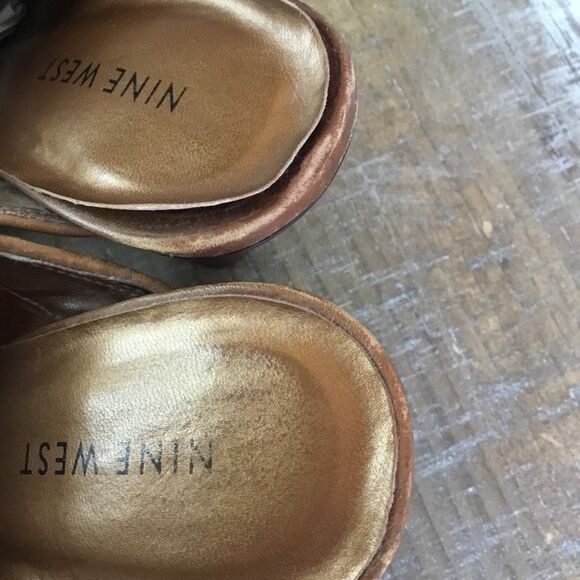 Vintage Y2K Western Cowgirl Rodeo Boho Tan Leather Pointed Chunky Heel Shoes 8.5 - Picture 5 of 8